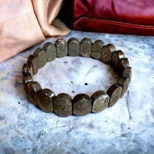 Natural Pyrite Oval Faceted Bracelet Crystal Energy